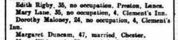 Close-up of Dorothy's entry in the list. 