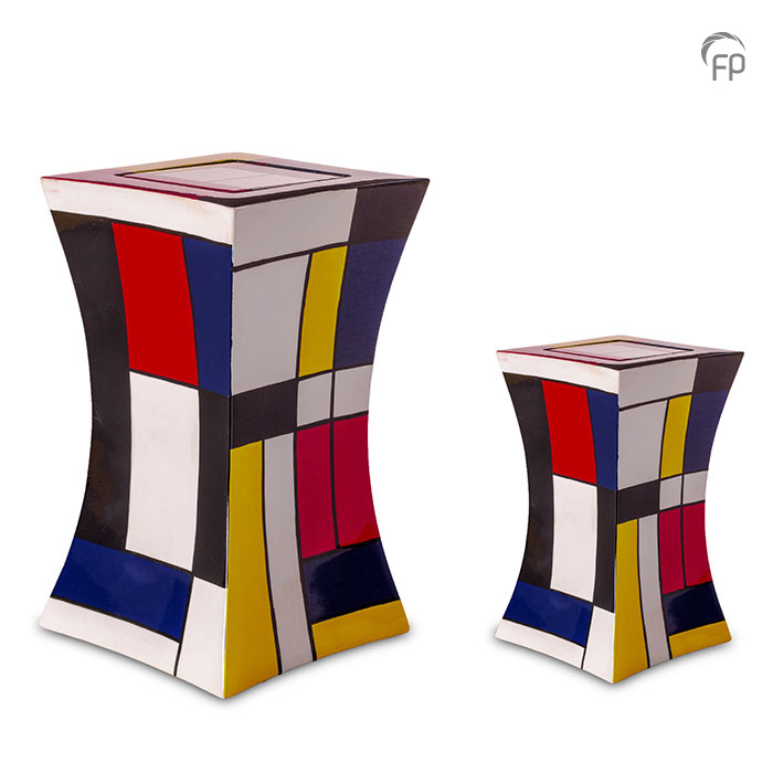 GFU 223 | GFU 223 S Glasfiber urn diabolo Mondriaan. GFU 223 € 229,00 / 3.80 L / H 29 CM GFU 223 S € 179,00 / 1.10 L / H 19 CM