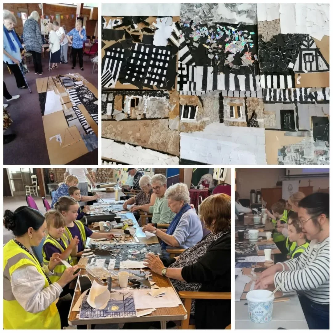A new project in Blacon bringing together all the generations. Here and now group, the arches school, and Blacon history group. All getting stuck in to recreate in a William Kentridge style, a giant Blacon railway station collage and yet to come, our