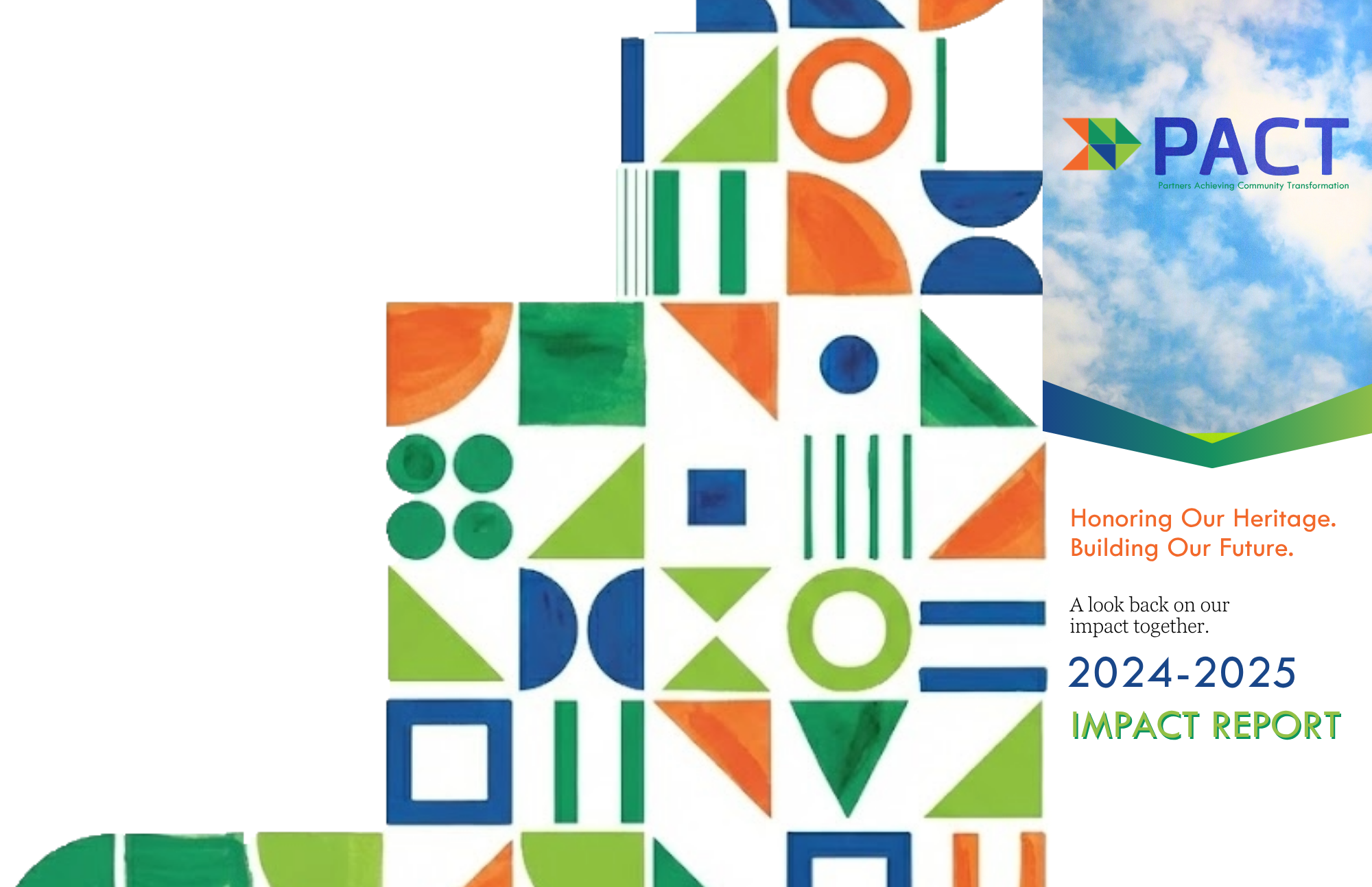 Mudcloth print in PACT colors introducing the PACT Impact Report