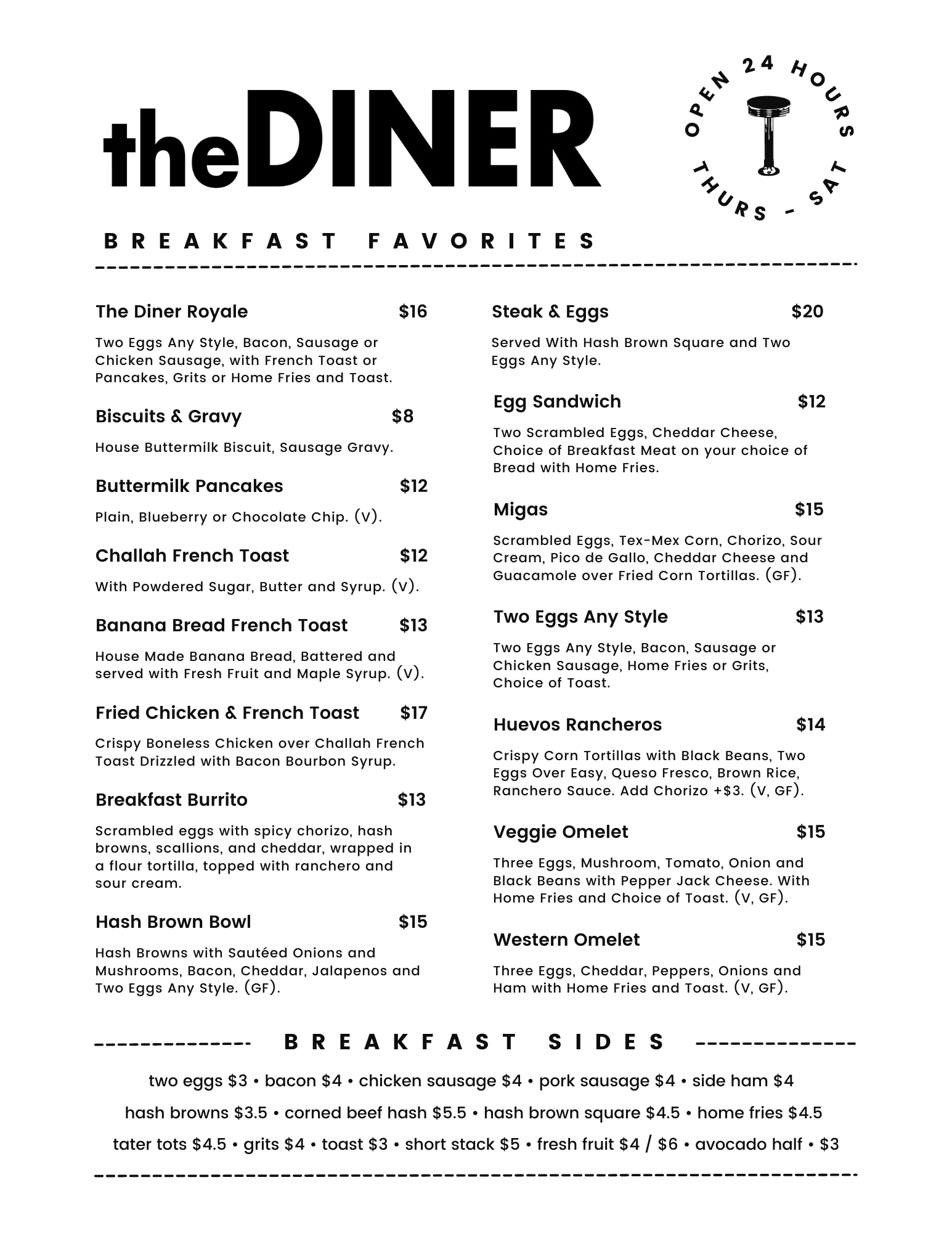 Menu — The Diner