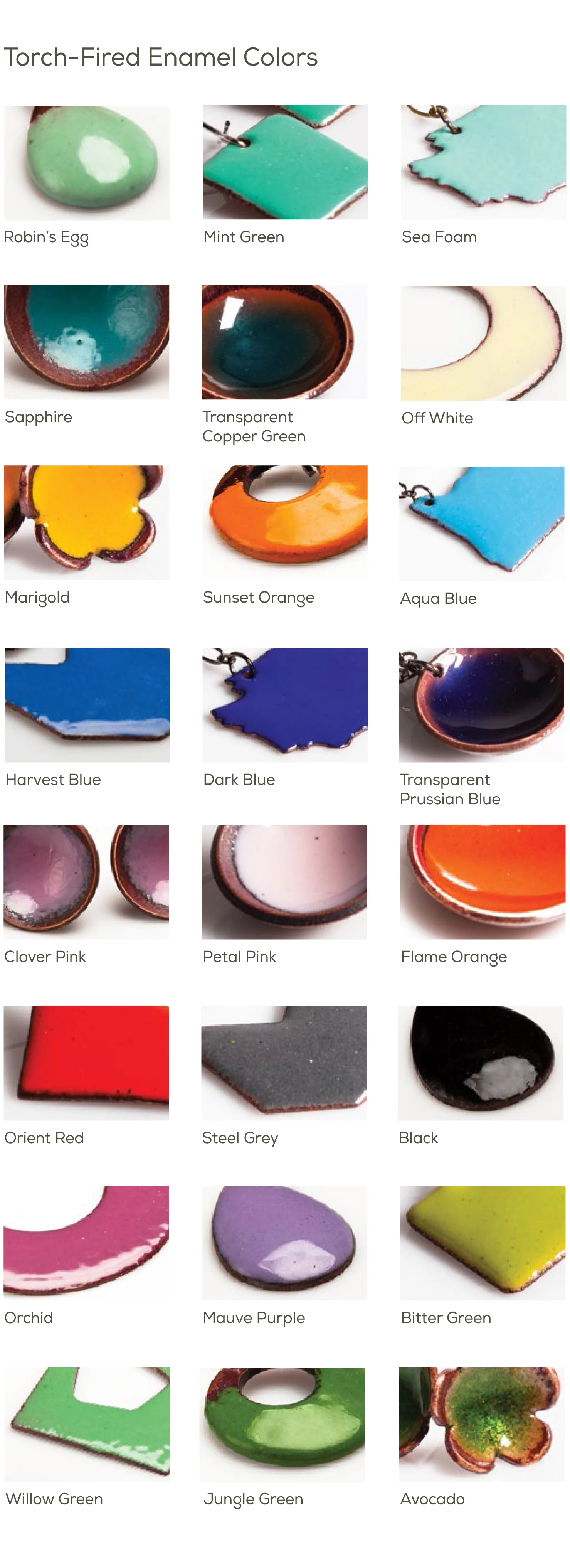 Copy of Enamel Color Chart, Forge and Fire
