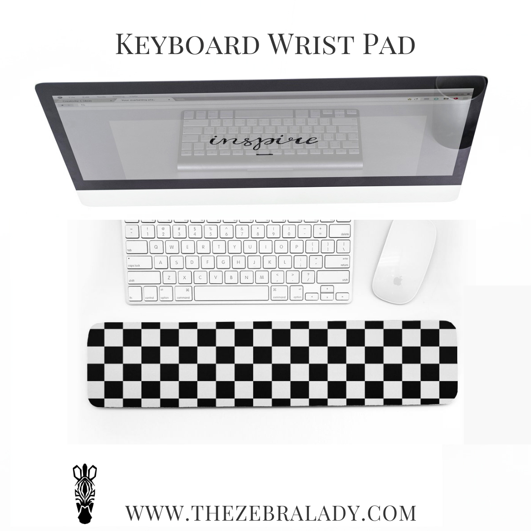 Black and White Checkers Keyboard Wrist Pad