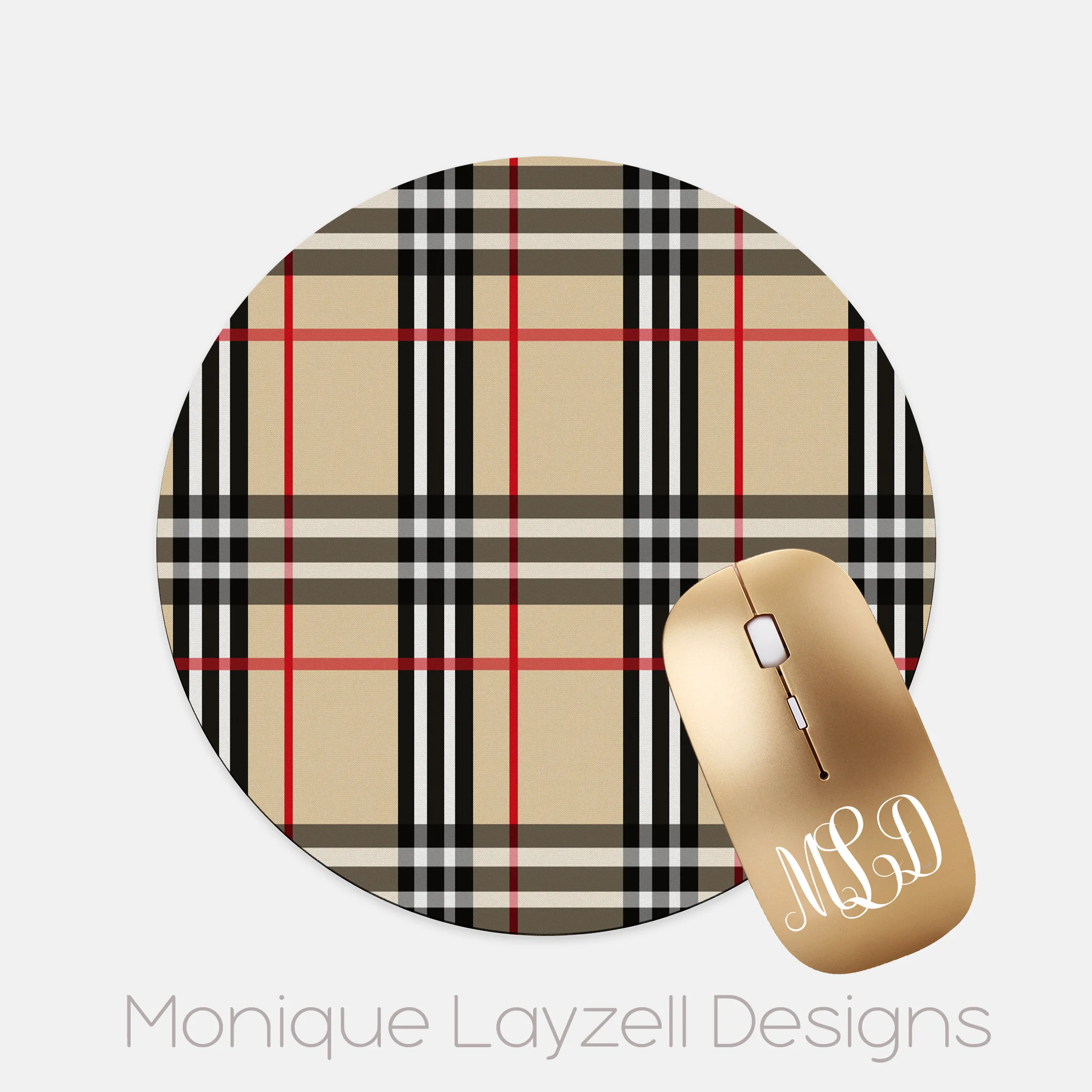 tan plaid round mousepad moniquelayzell.jpg
