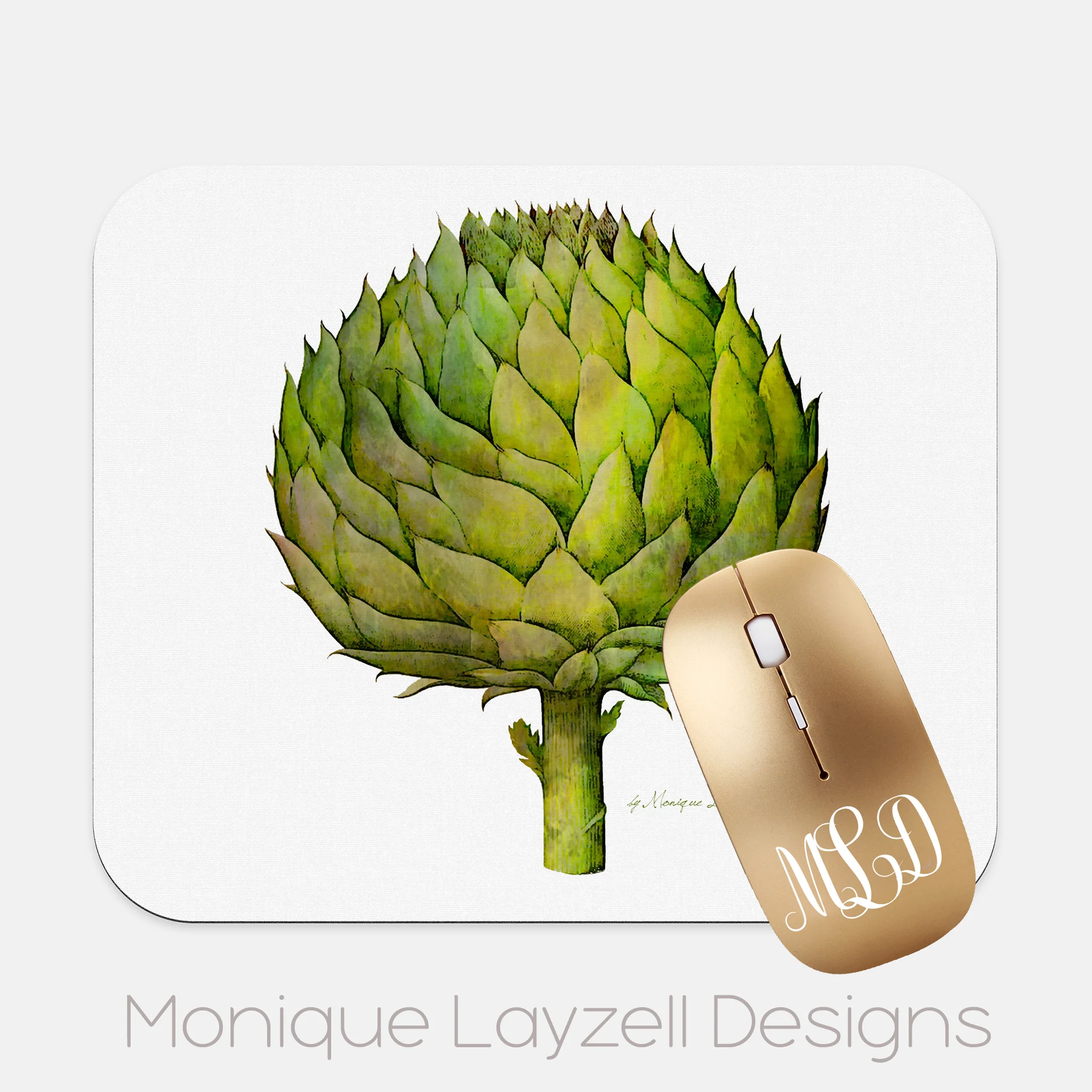 Artichoke Art Mouse Pad Round or Rectangular