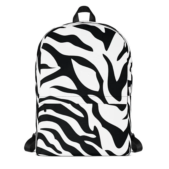  Black White Zebra Print Backpack