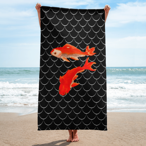 Gold Fish Koi  beach Towel Print 30x60 inches