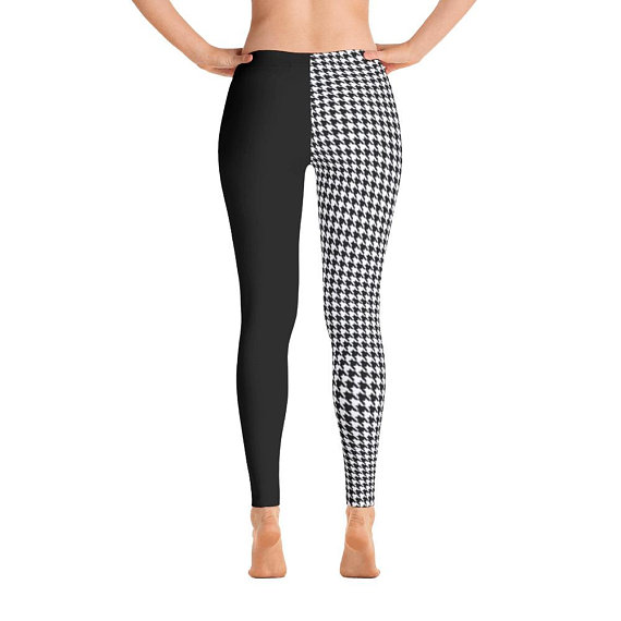 Black and white Hounds tooth Legging-Half and Half white Leggings ...