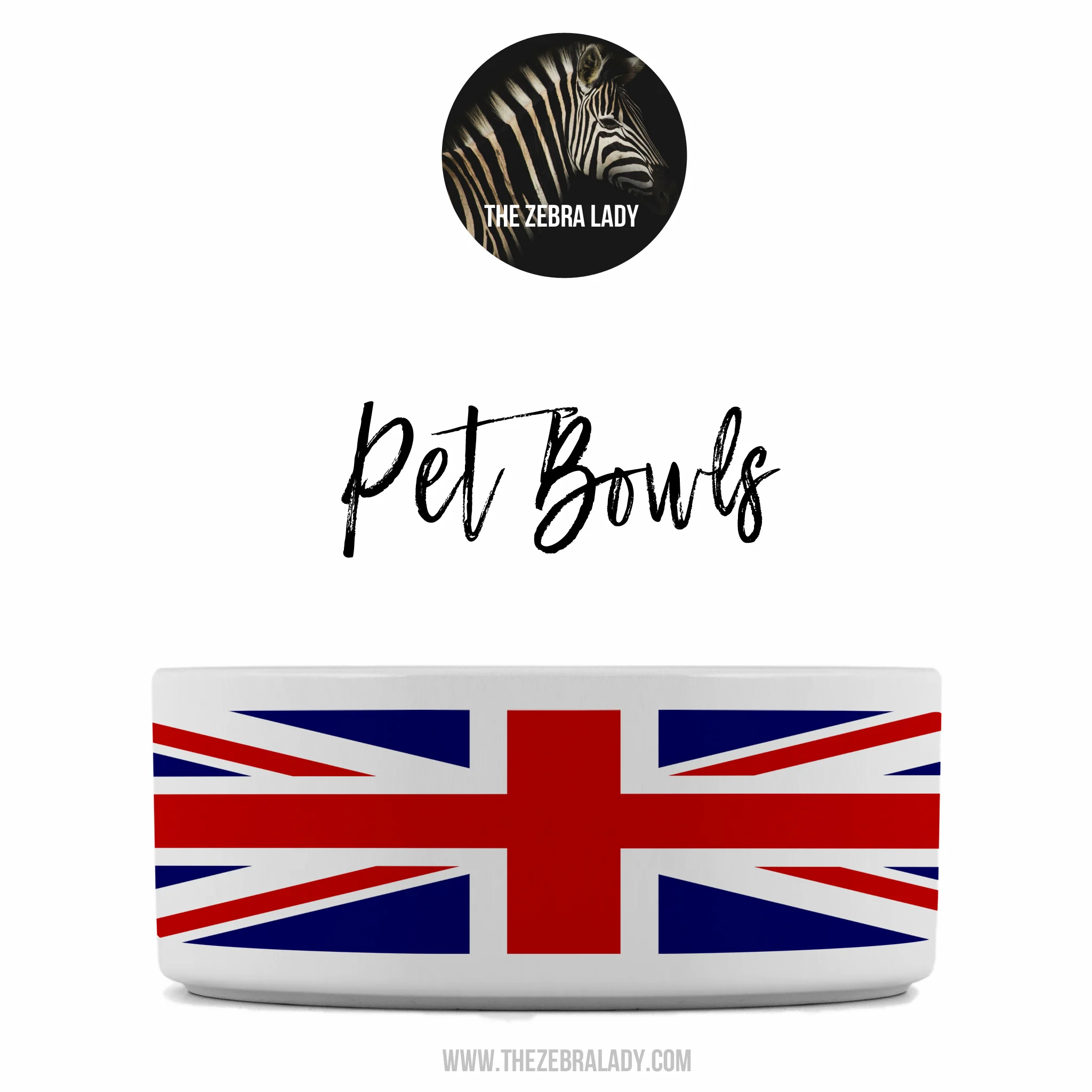  Union Jack Flag Pet Bowl , Dog and Cat Pets