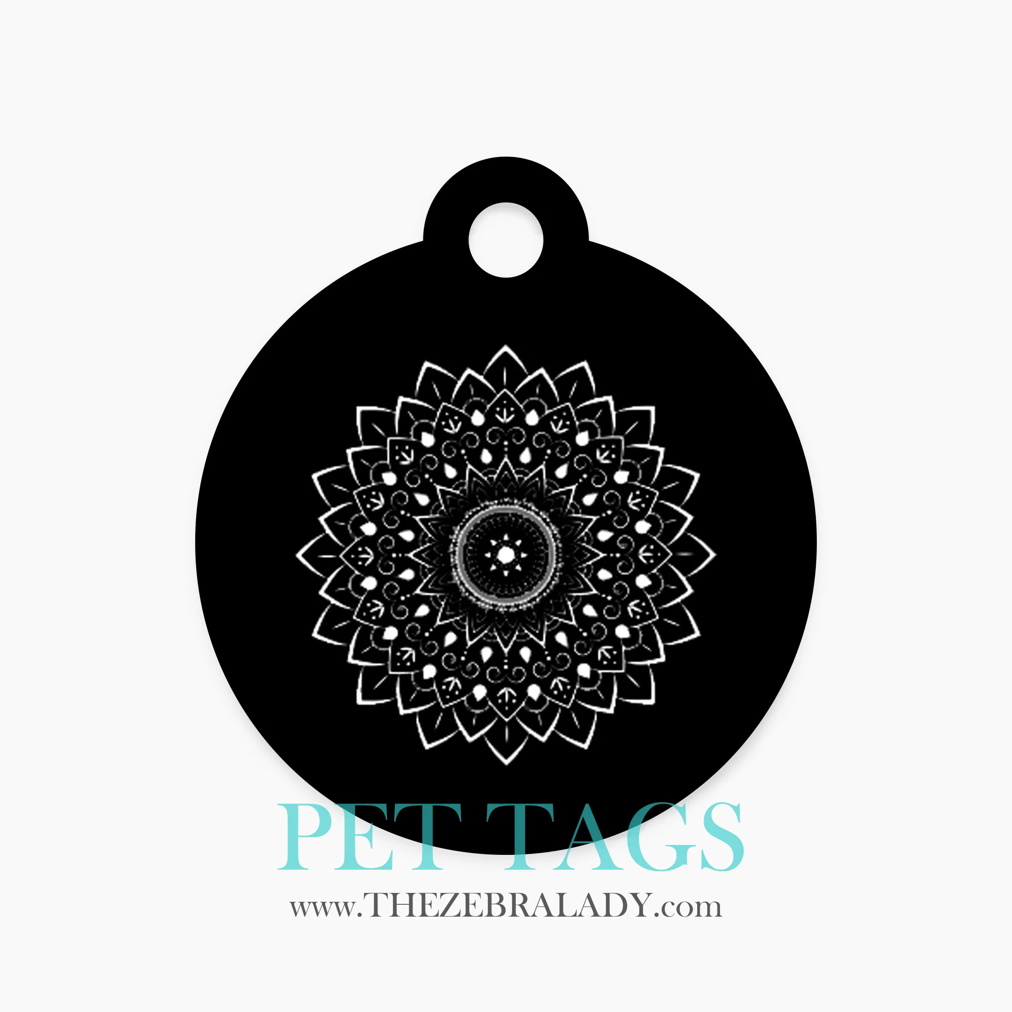 Zen Mandala Pet ID Tag Double Sided - Personalized