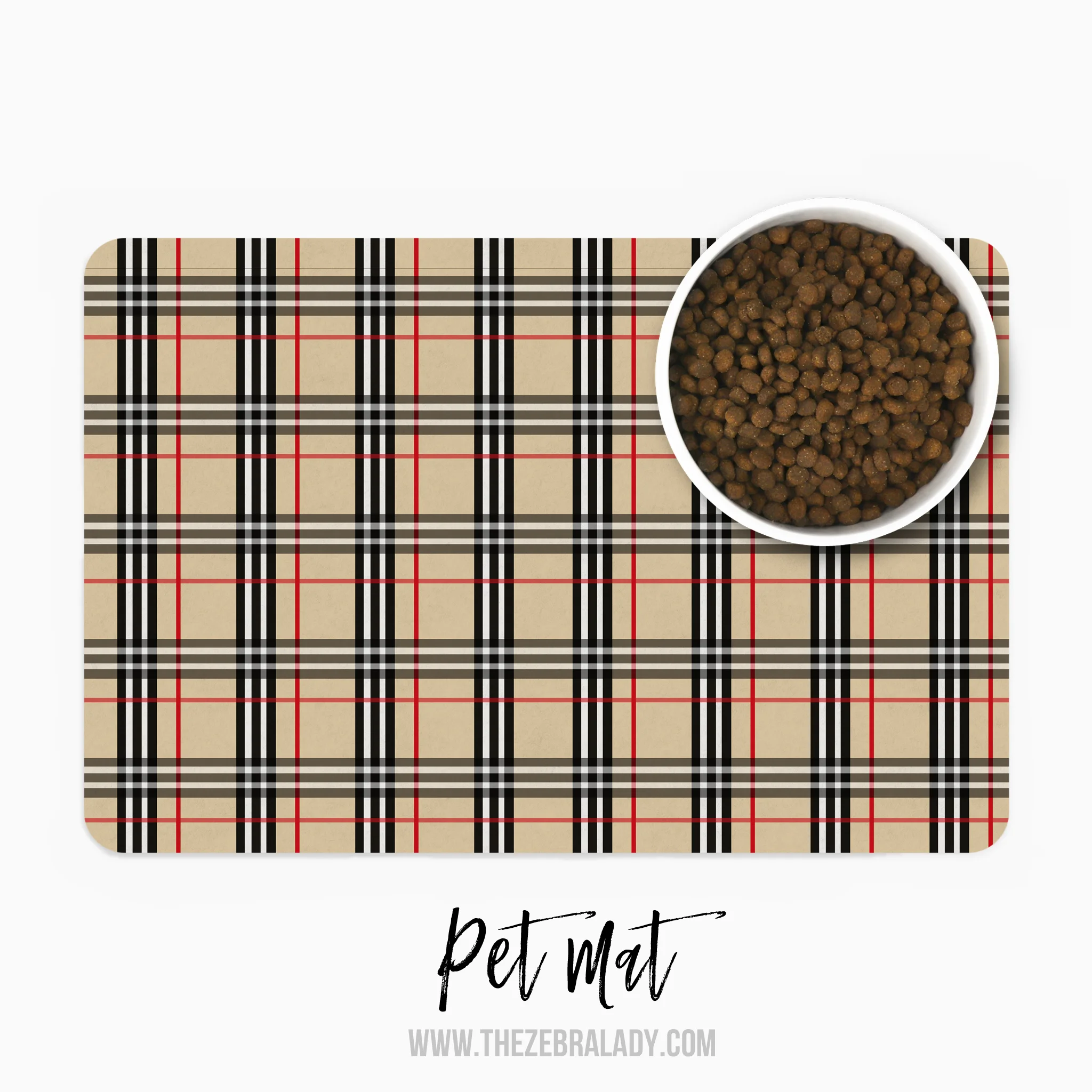 Tan Plaid Pet Mat