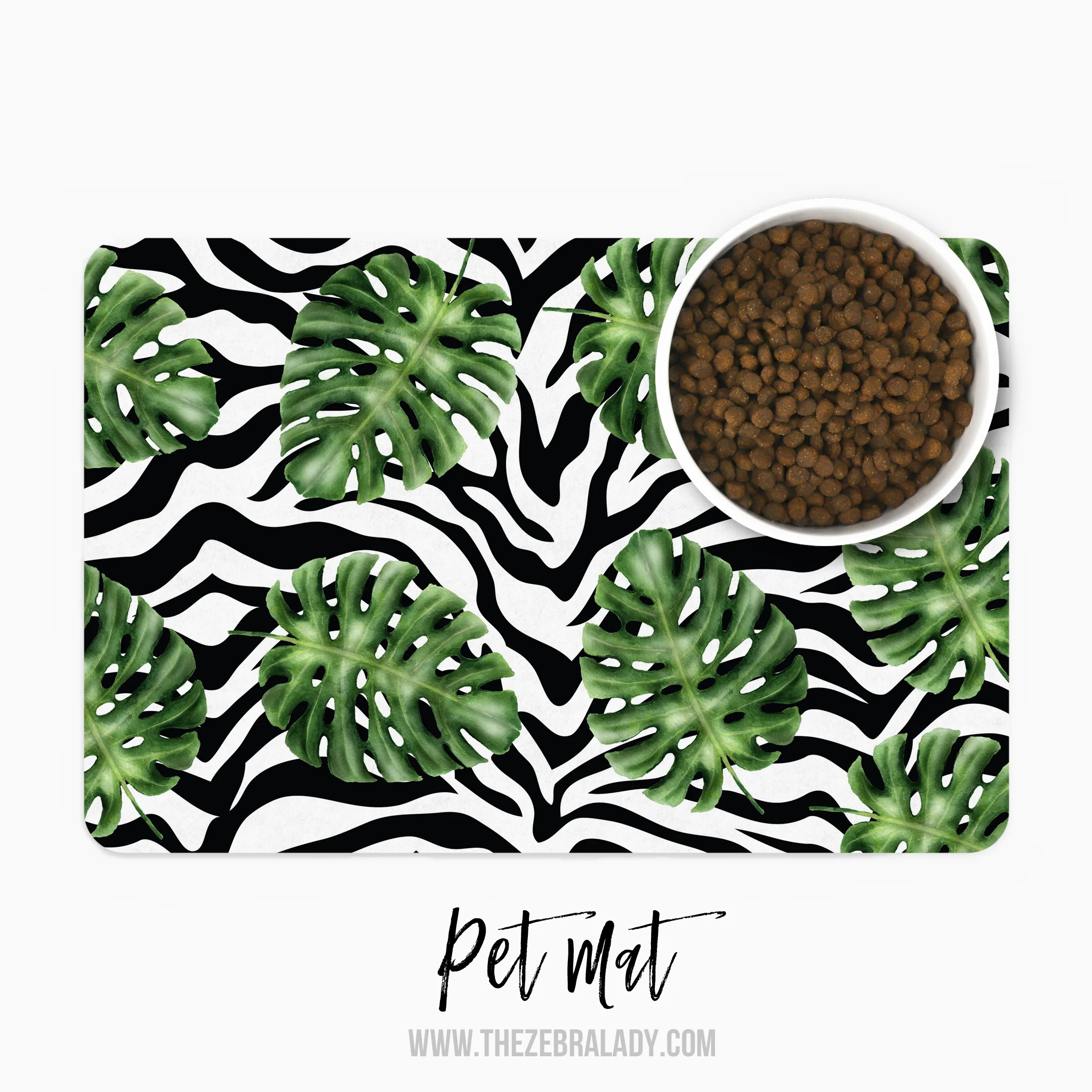 Zebra Palm Tropical  Pet Mat Palm Leaves