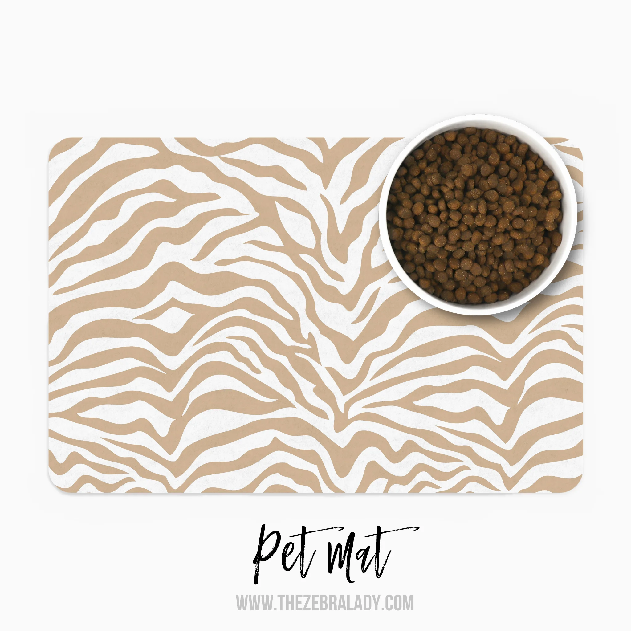 Light Tan Zebra Print Pet Mat  