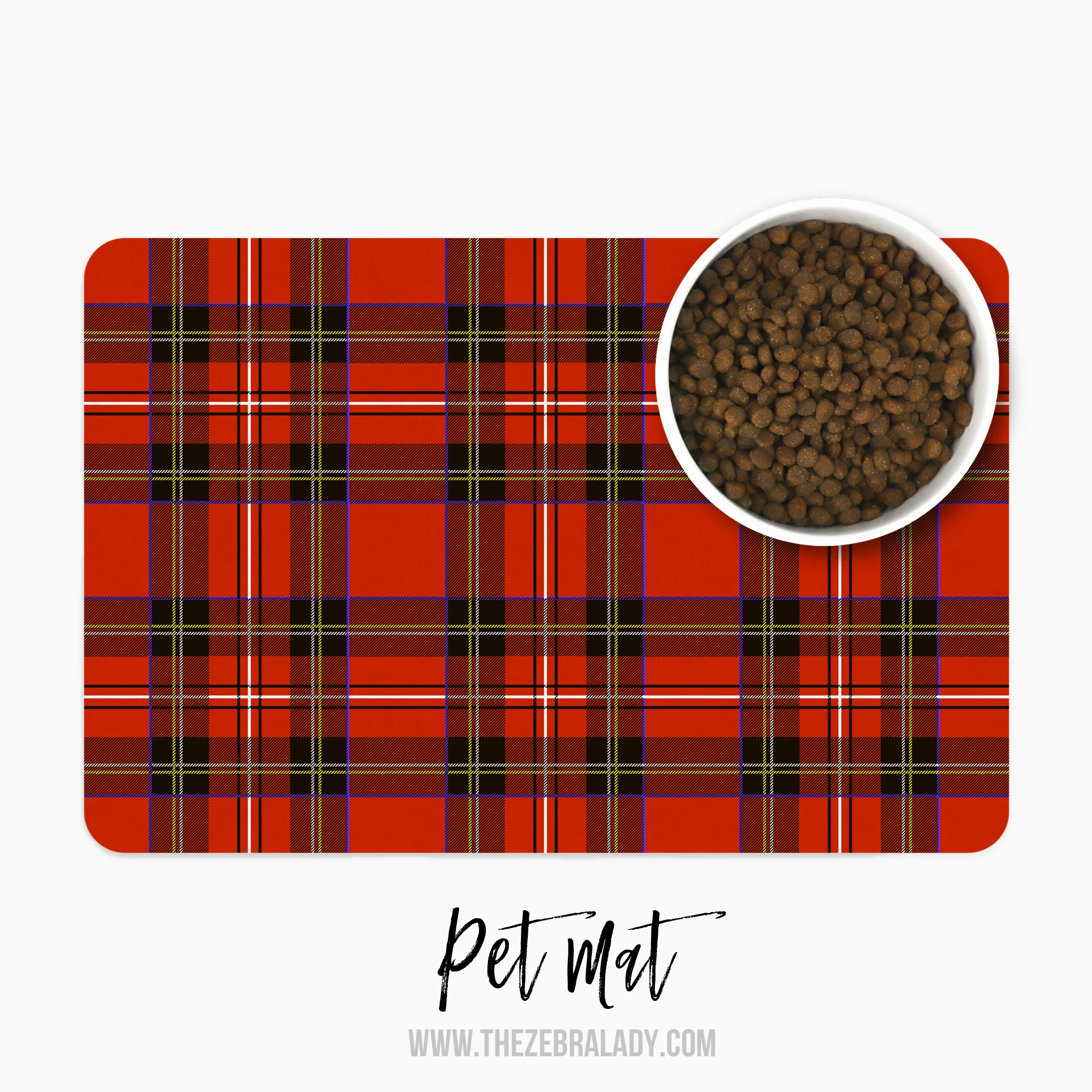 Red plaid tartan Pet Mat  