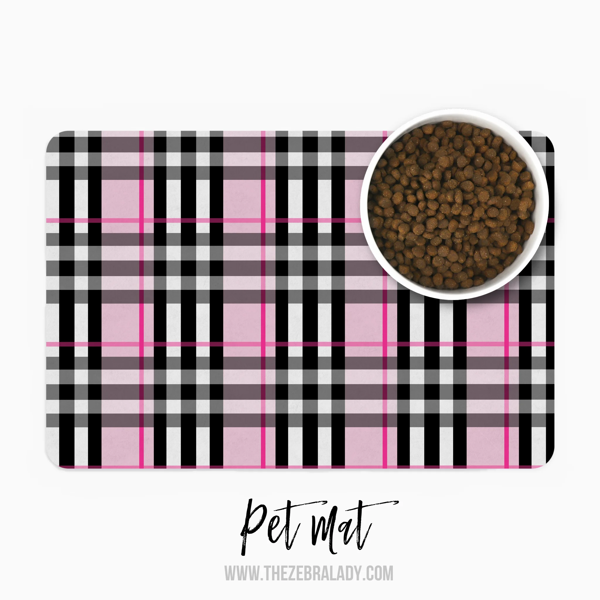 Pink plaid tartan Pet Mat  