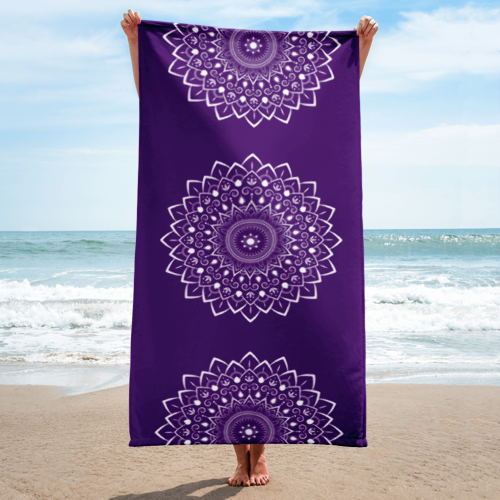 Purple Mandala beach Towel Print, Print 30x60 inches