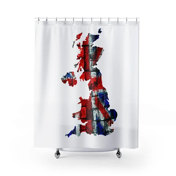 Union Jack Flag Brick Wall Map Shower Curtain