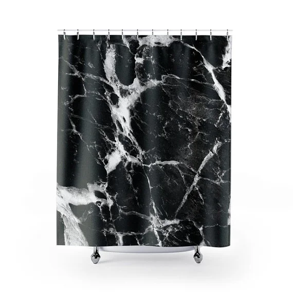 Black Marble Shower Curtain
