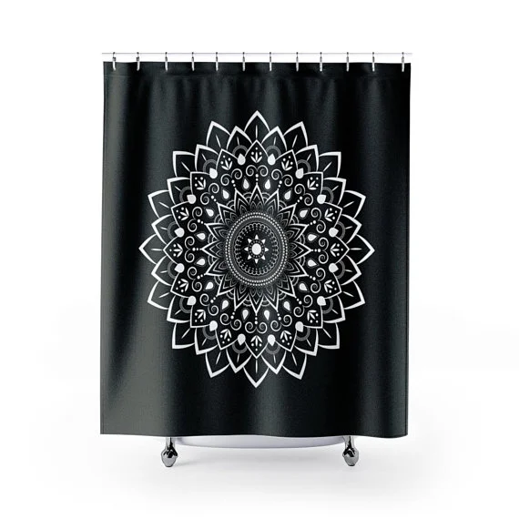 Black And White Mandala Shower Curtain