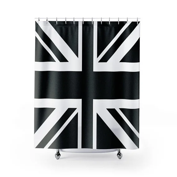 Black Union Jack Flag Shower Curtain