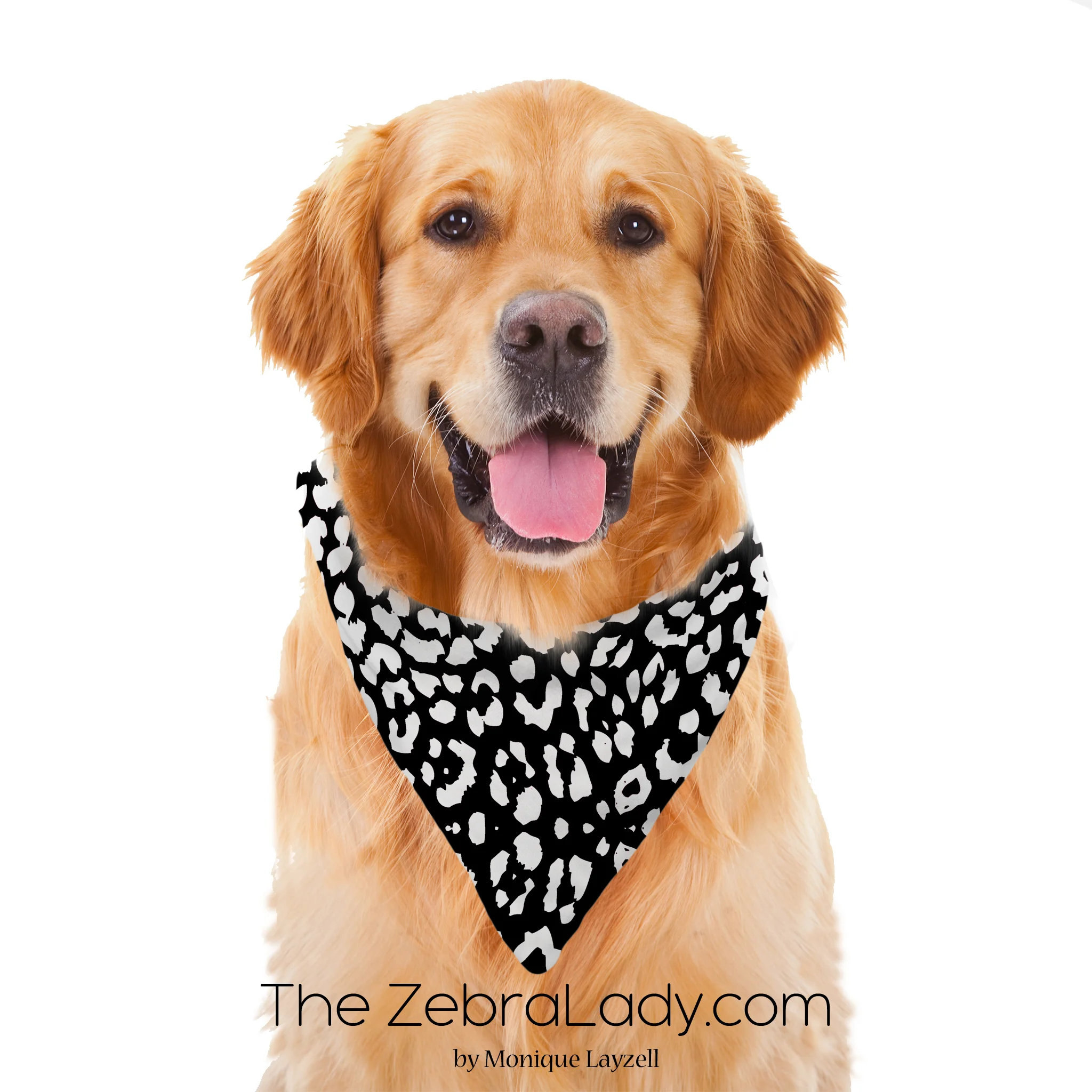 black white leopard display pet bandana.jpg