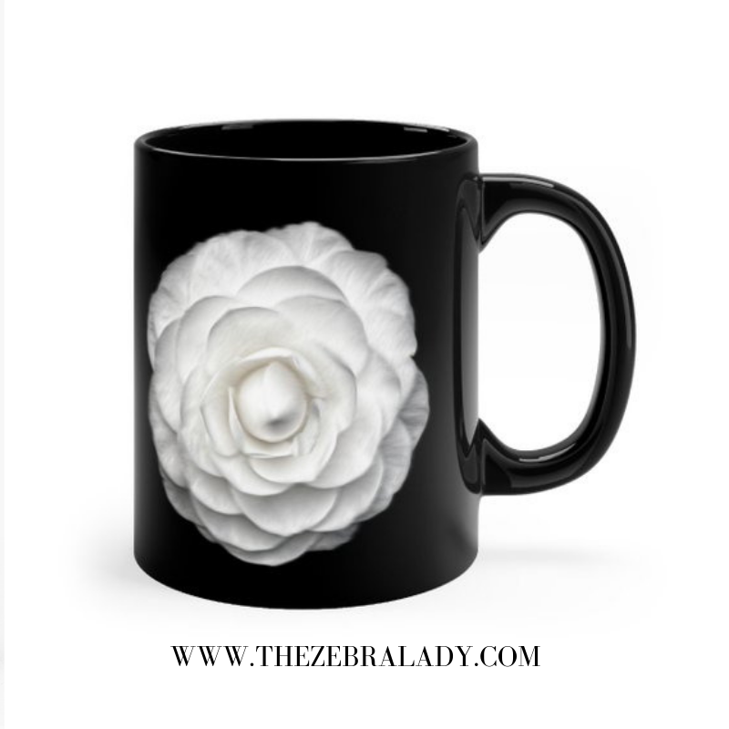Black White Rose Chic Mug 11 Oz
