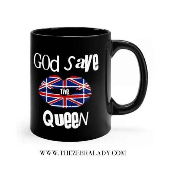 Union Jack Flag Lip God Save The Queen Black Mug 11 Oz