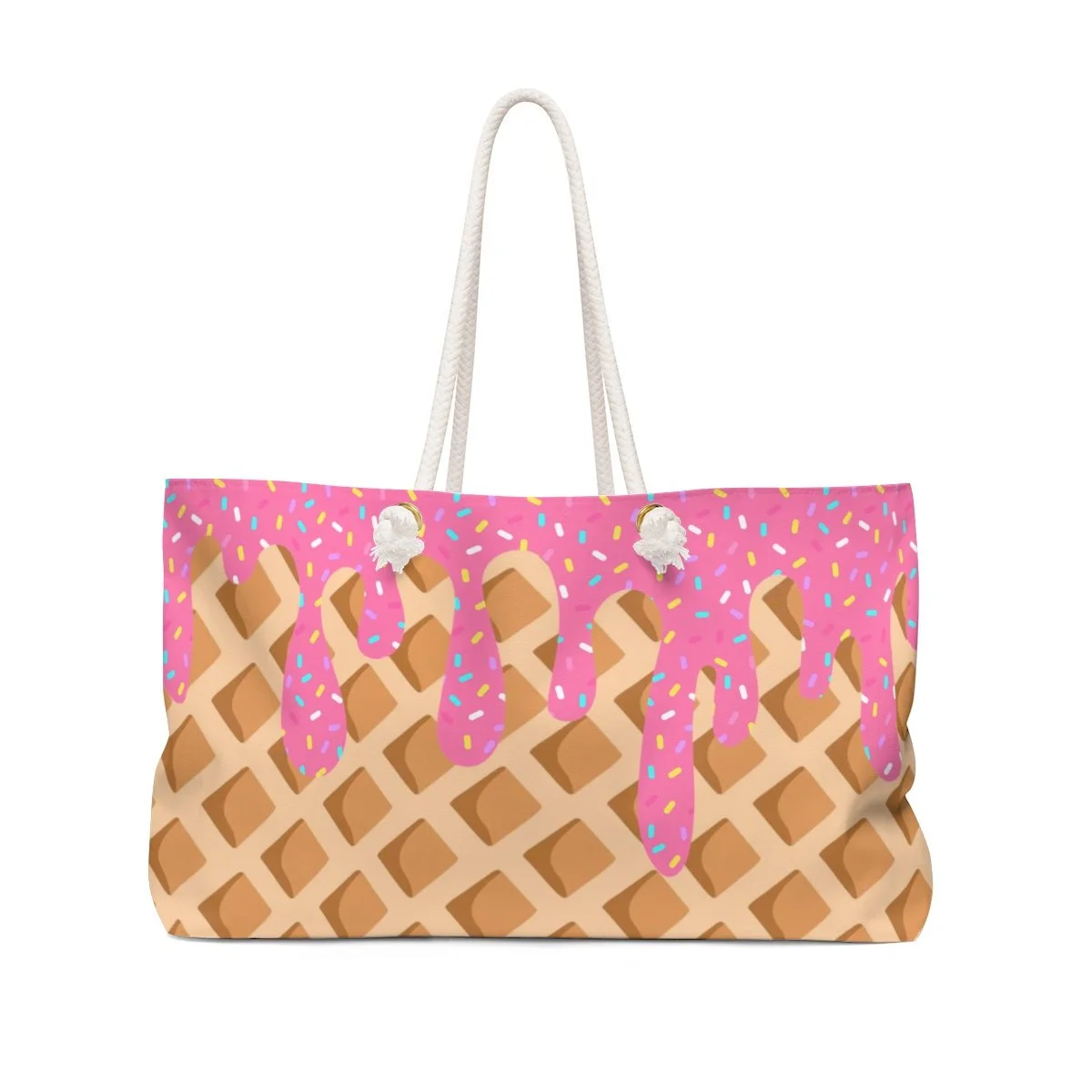 Ice Scream Melted Sprinkles Rope Tote Bag 