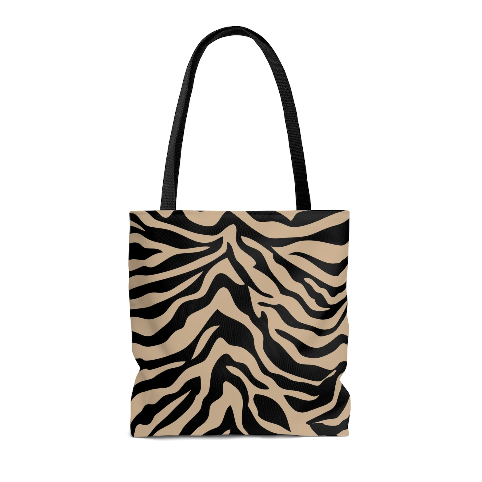 Tan Black Zebra Tote bag Black Handle Strap