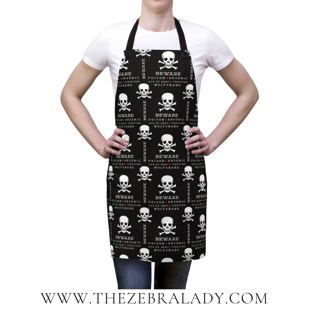 Skull head Poison  Halloween Apron 