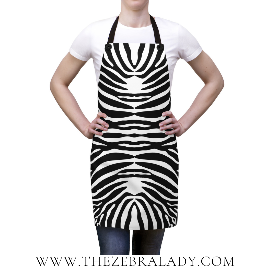 Fashion Black White Zebra Print Apron