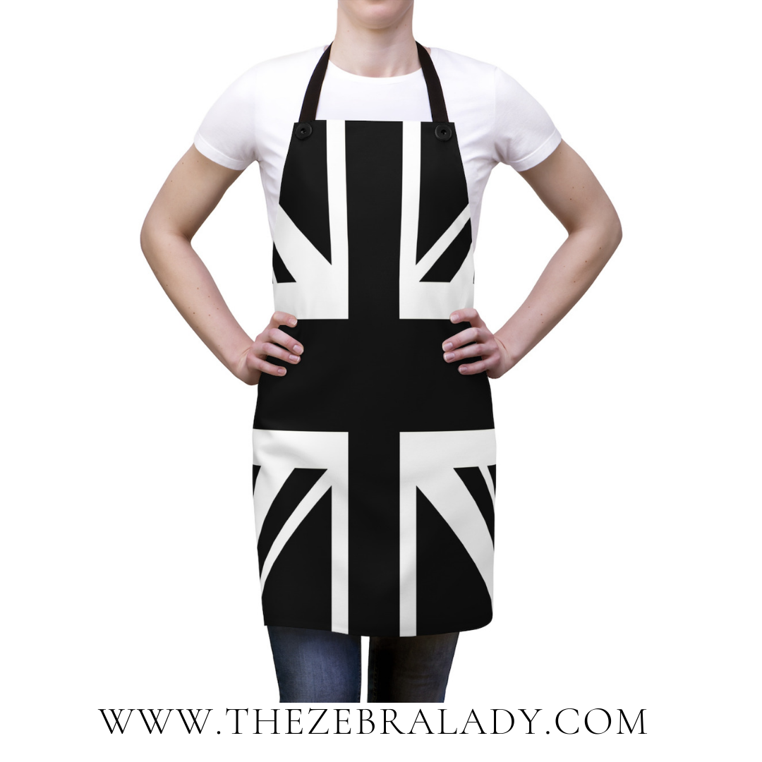 Union Jack Flag Black White Apron