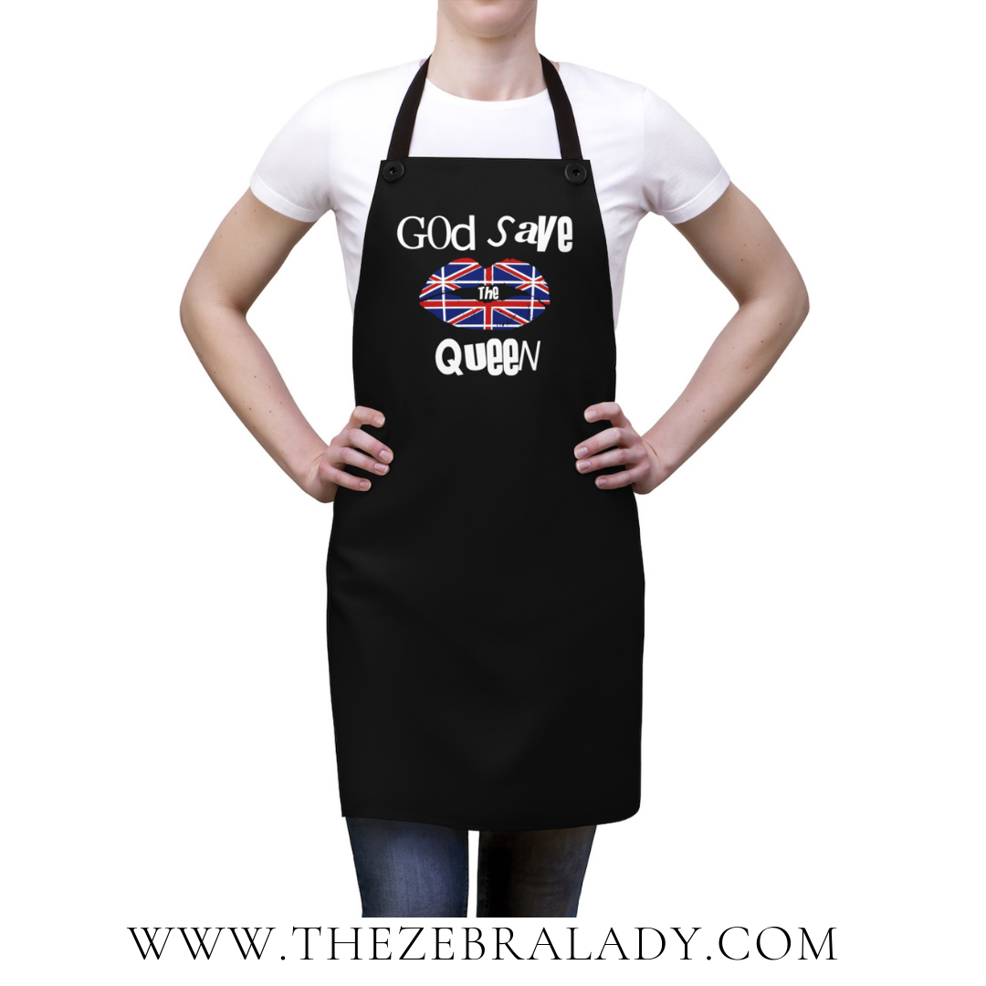 God Save The Queen UK Lip Apron Black