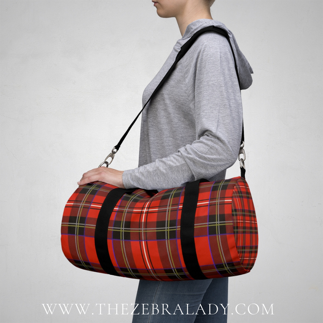 Red Plaid tartan Duffel or Duffle Bag