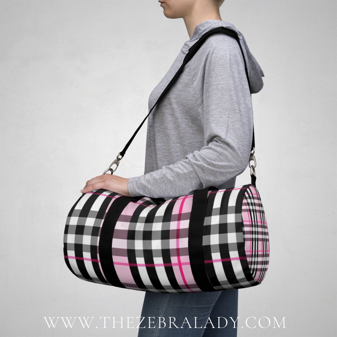 Pink Plaid Tartan Duffel or Duffle Bag