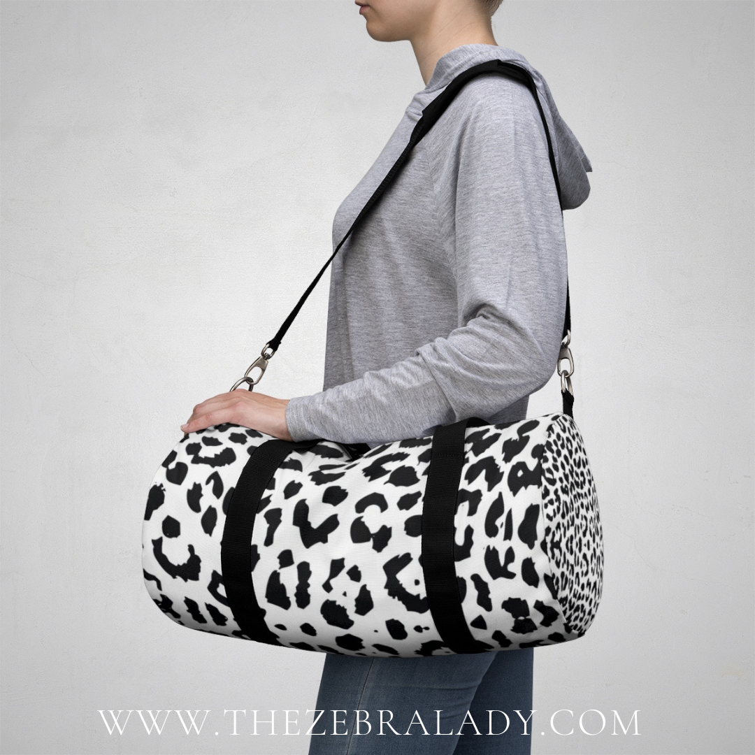 Black White Leopard Duffel or Duffle Bag