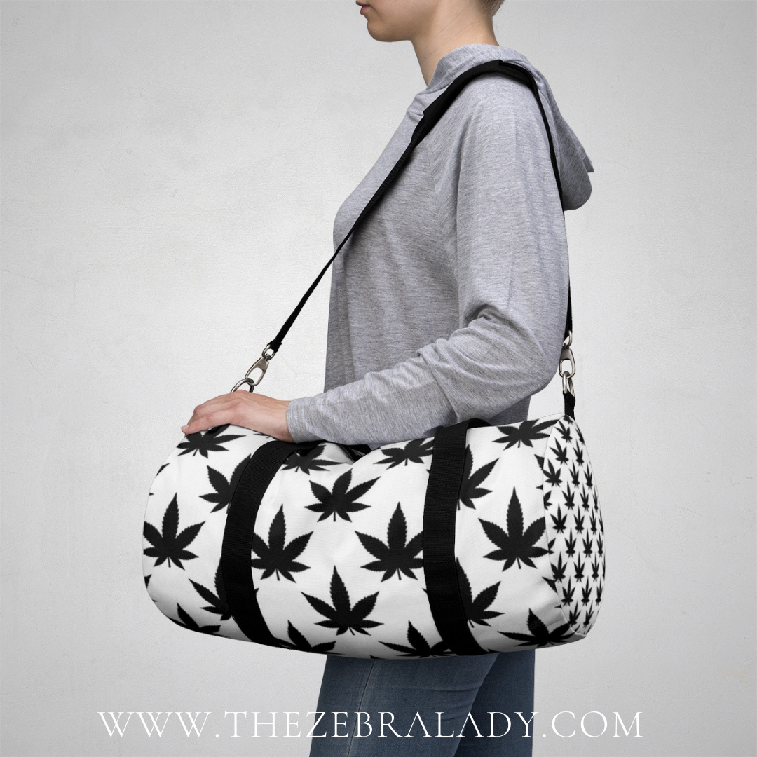 420 Black white Pot Leaf Duffel or Duffle Bag
