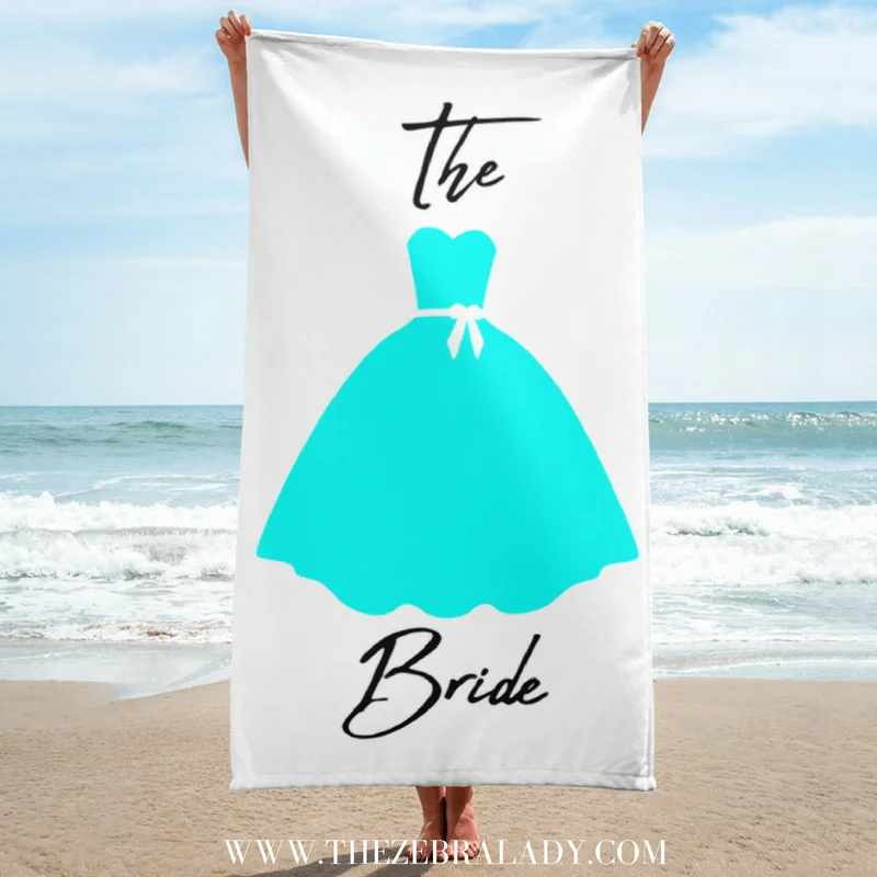 The Bride Beach Towel Aqua  30x60 inches