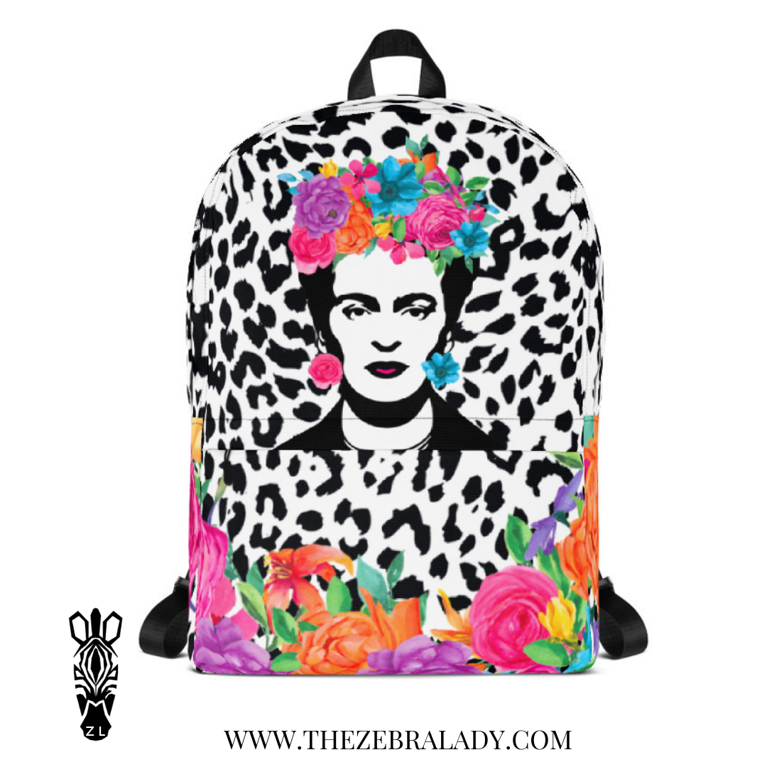  Frida Kahlo Leopard Flowers Backpack