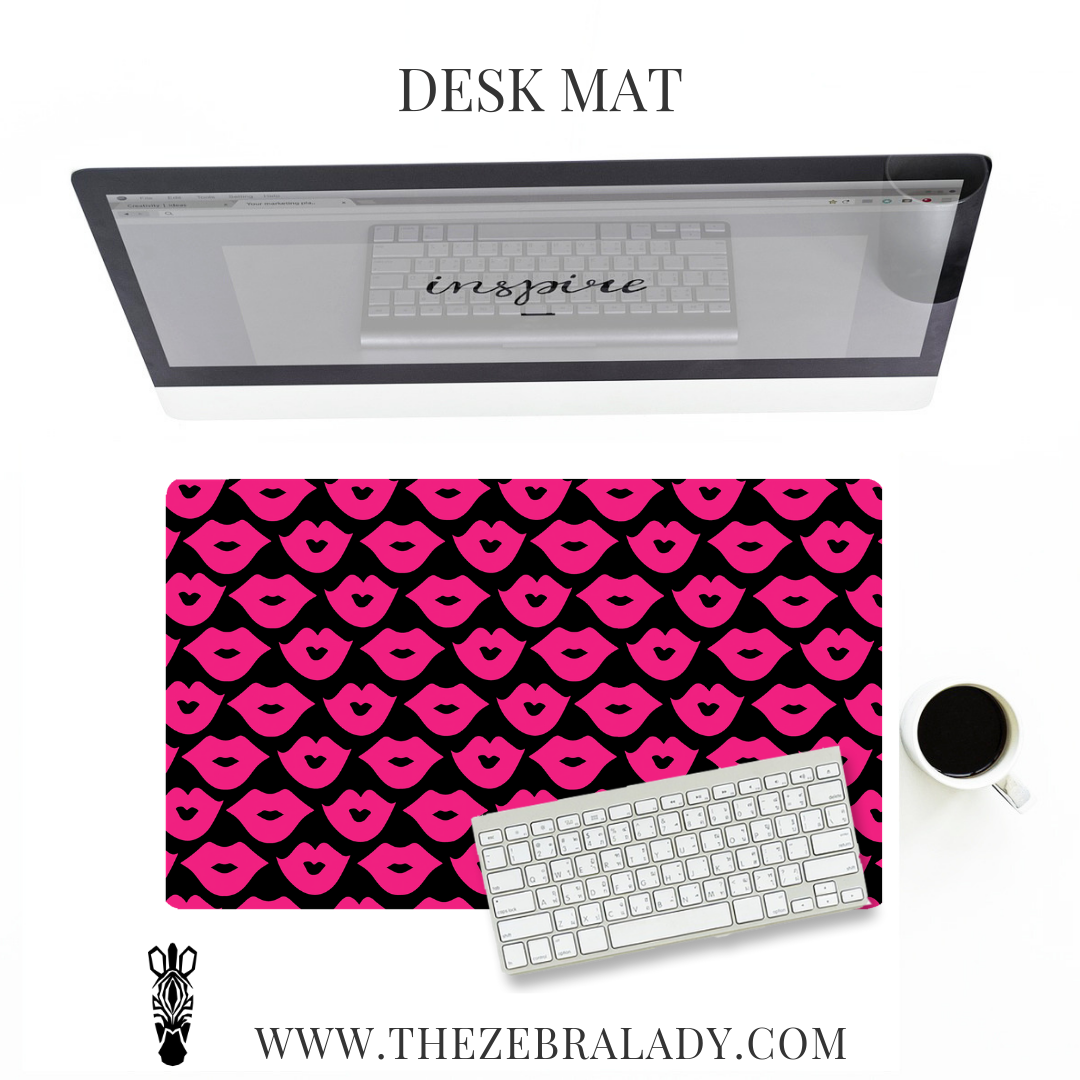 Pink Lips Desk Mat Pad Size's  18x12 or 24x14