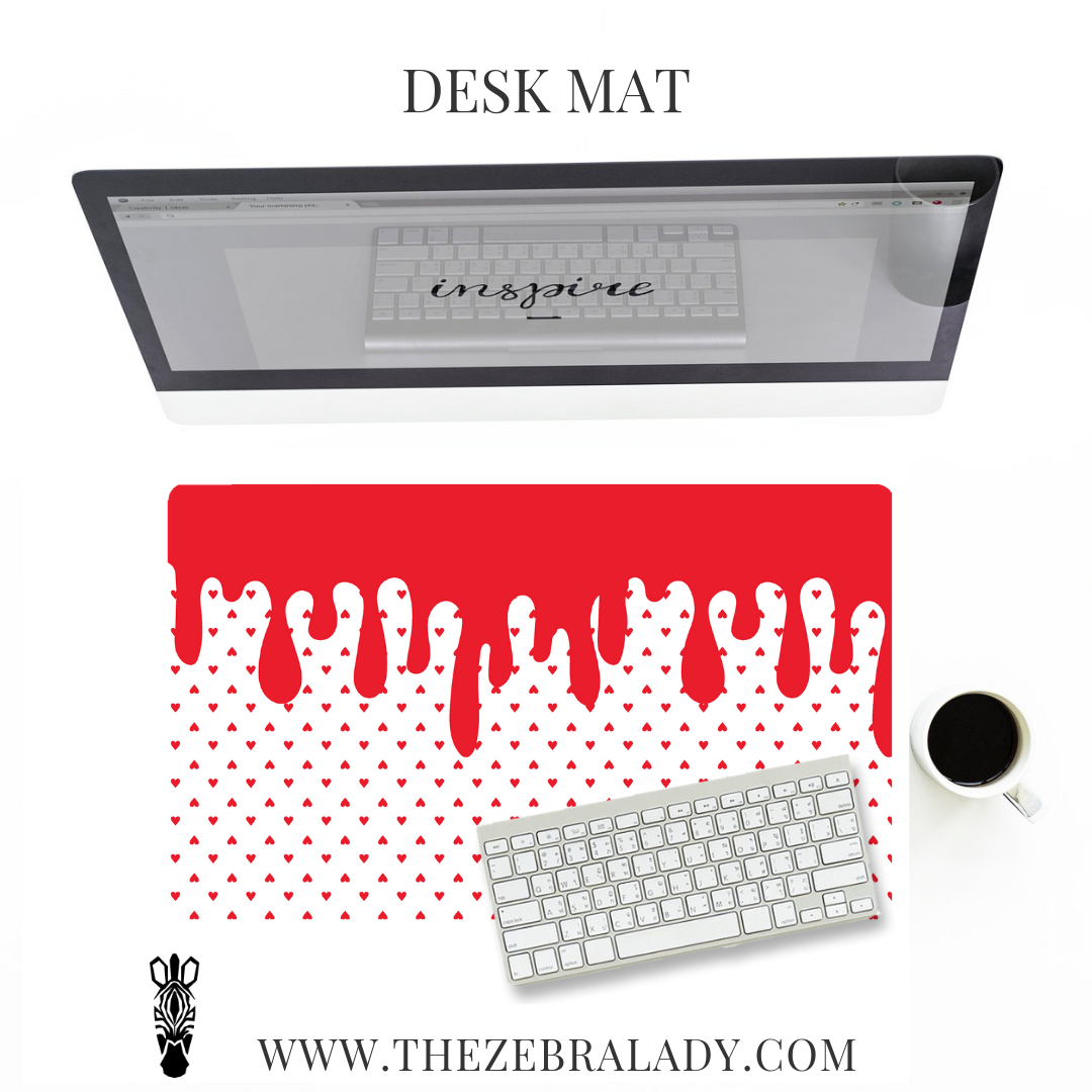 Red Little hearts Melt Desk Mat Pad Size's  18x12 or 24x14