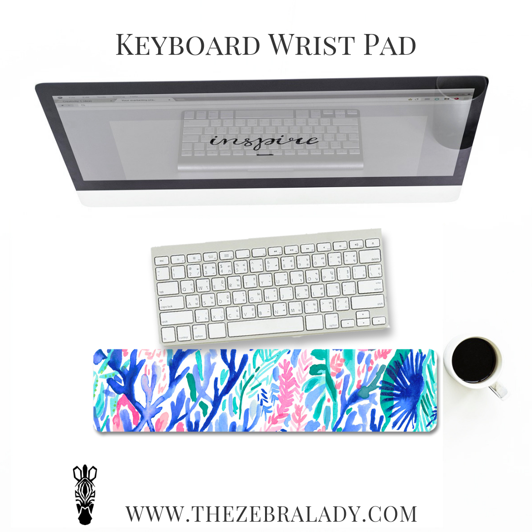 Blue Preppy Tropical Keyboard Wrist Pad β THE ZEBRA LADY