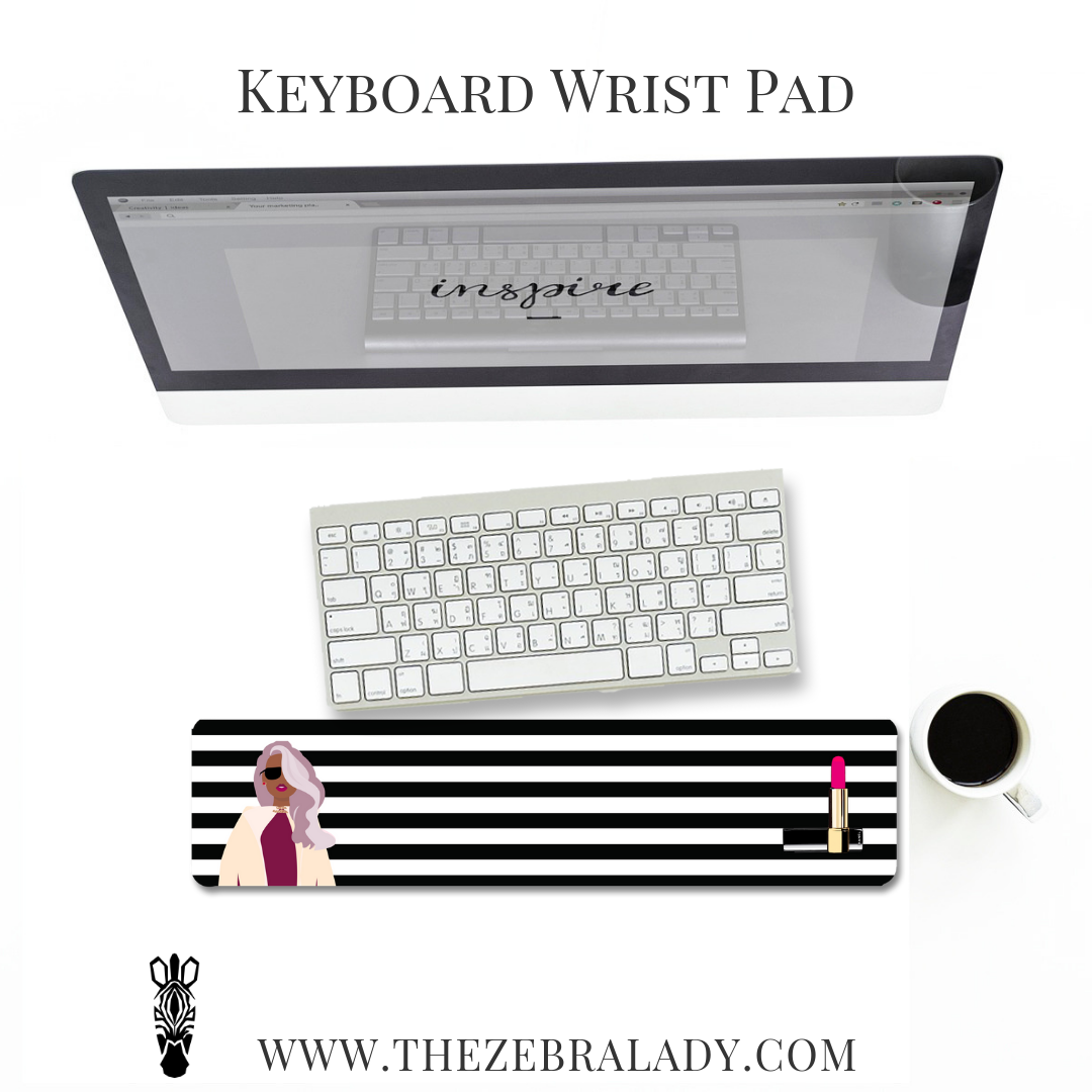 Chic Girl Stripe Dark Skin Keyboard Wrist Pad
