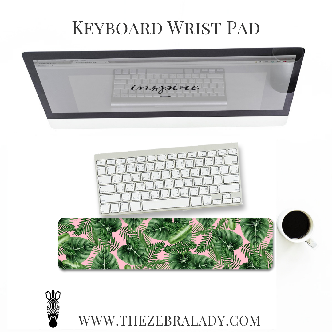 Pink Green Palms Keyboard Wrist Pad