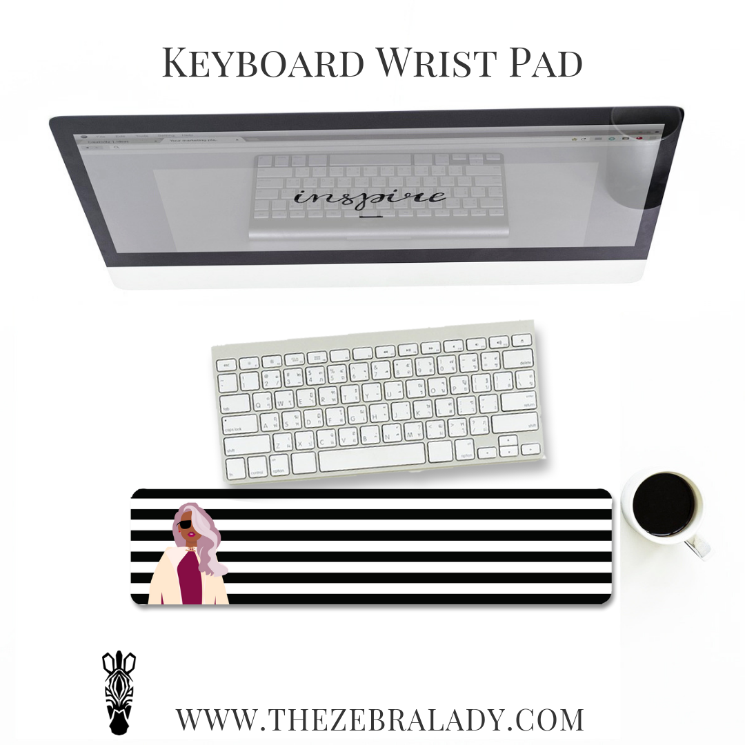 Chic Girl Stripe Dark Skin Shade Keyboard Wrist Pad