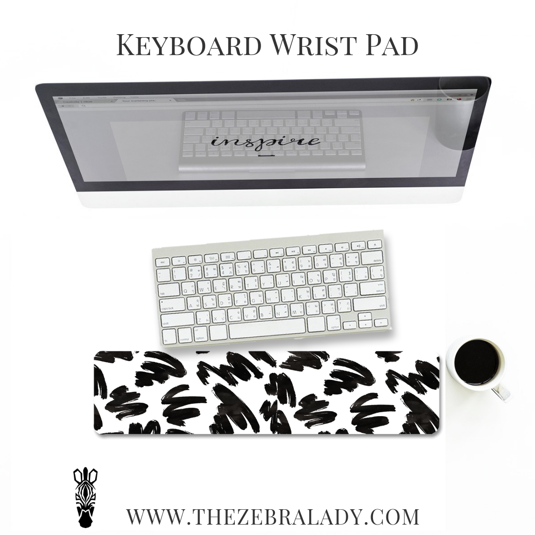 Black Brush Strokes Keyboard Wrist Pad