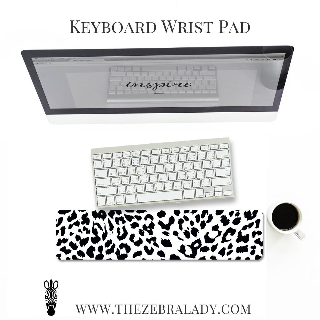 White Black Leopard Keyboard Wrist Pad