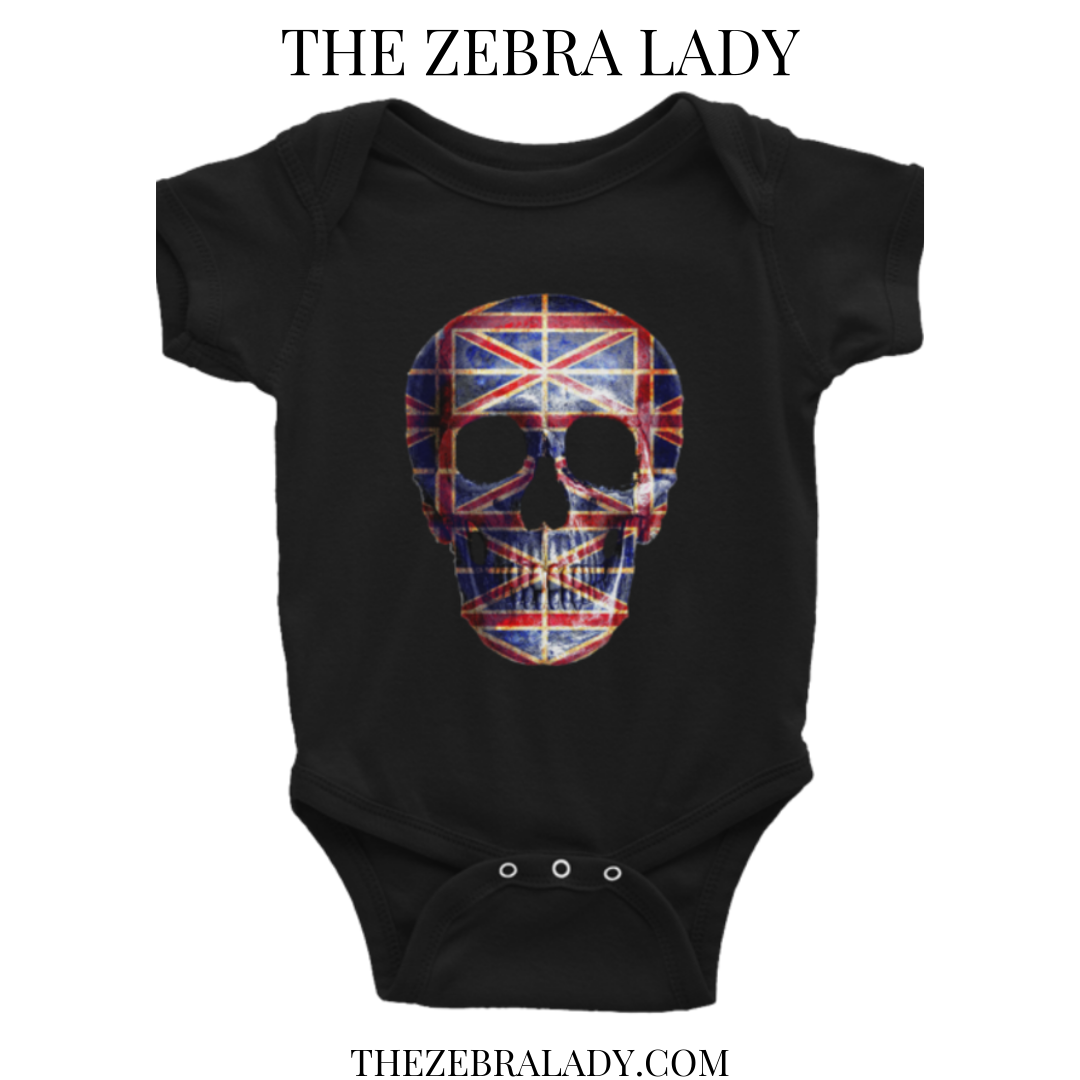 Vintage Union Jack Skull Baby Bodysuit