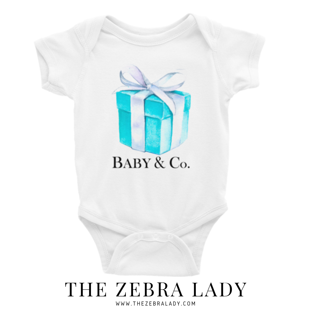 Baby &amp; Co. Breakfast at Tiffany's Gift Box Baby Bodysuit