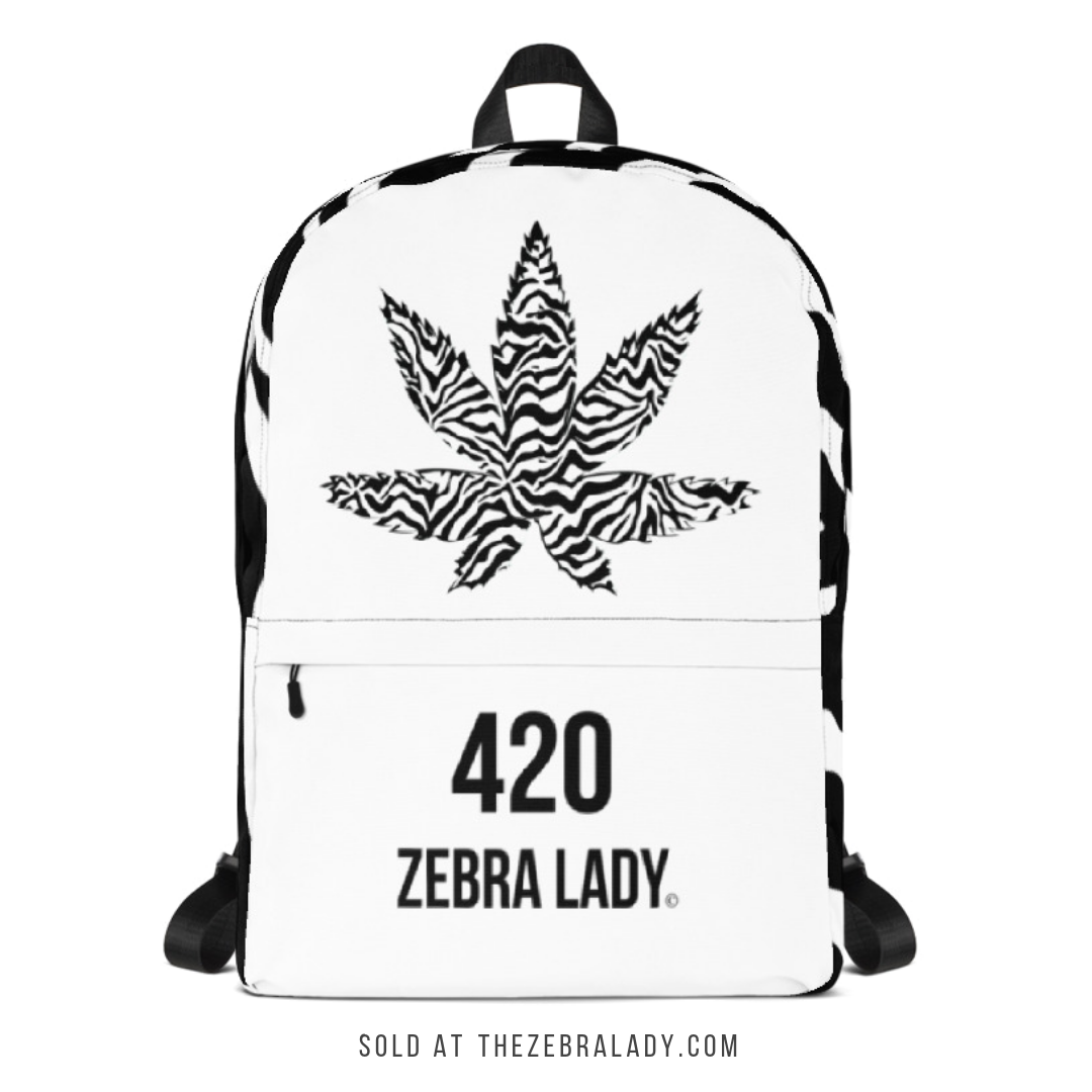 420 Zebra lady White Back Pack